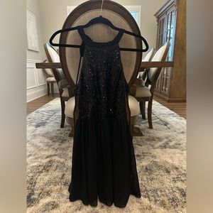 B. Darlin Black Sequin Top Dress - Knee Length